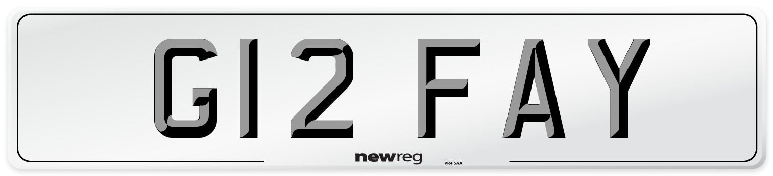 G12 FAY Number Plate from New Reg